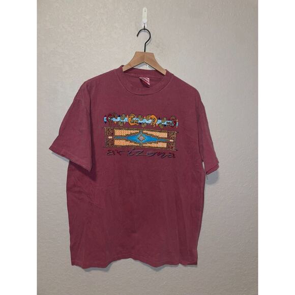 Vintage Kokopelli Shirt Arizona Aborignal Native American Red Tee VTG 90s Large - Picture 1 of 12